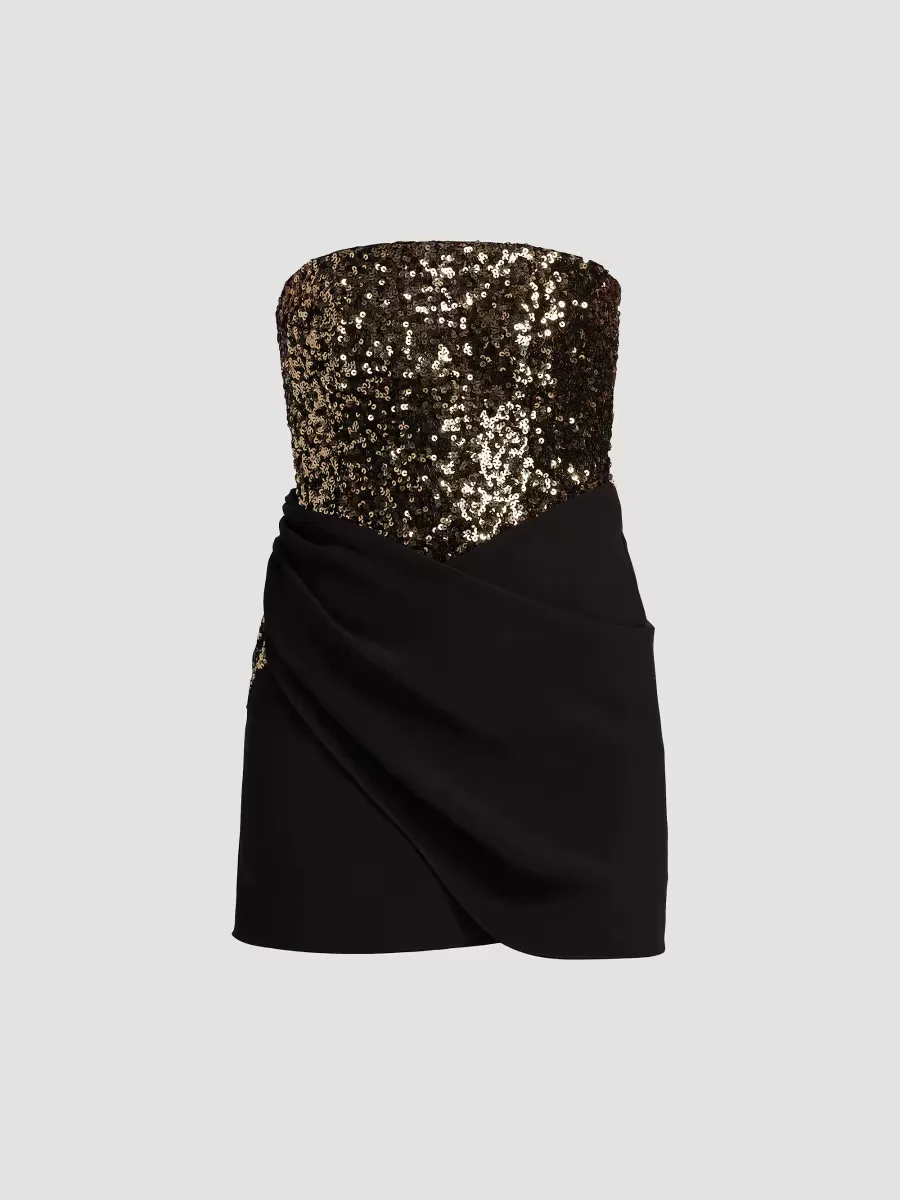 Sequined Crepe Strapless Minidress by BCBGMAXAZRIA