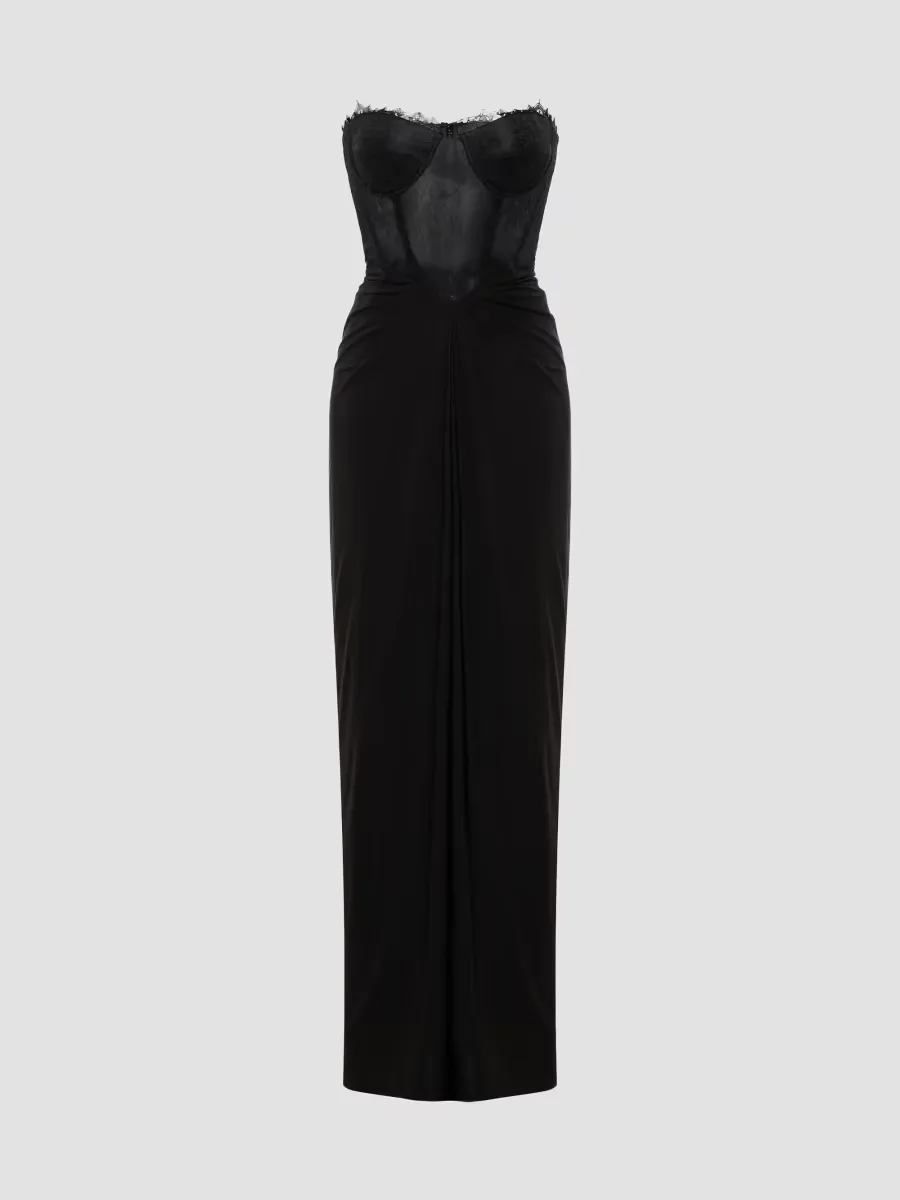 Lace & Jersey Strapless Gown by BCBGMAXAZRIA
