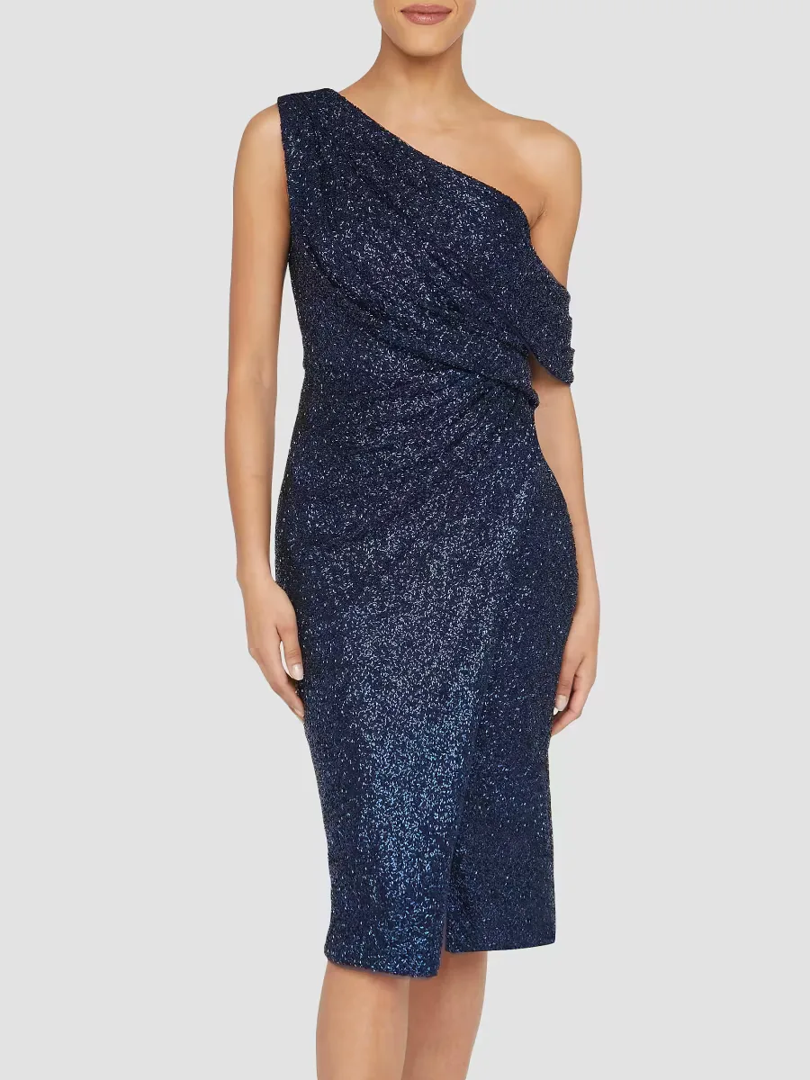 Briella Embellished Draped One-Shoulder Midi-Dress by Theia