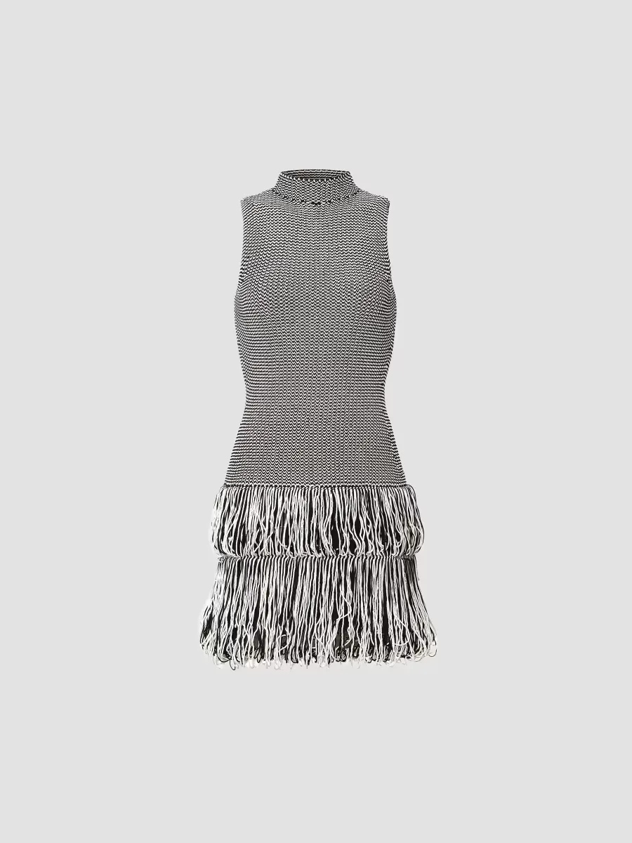 Pernille Textured Fringe Minidress by Et Ochs