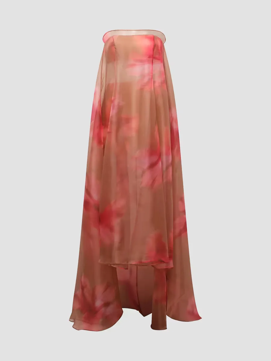 Annika Watercolor Floral Strapless Gown by BCBGMAXAZRIA