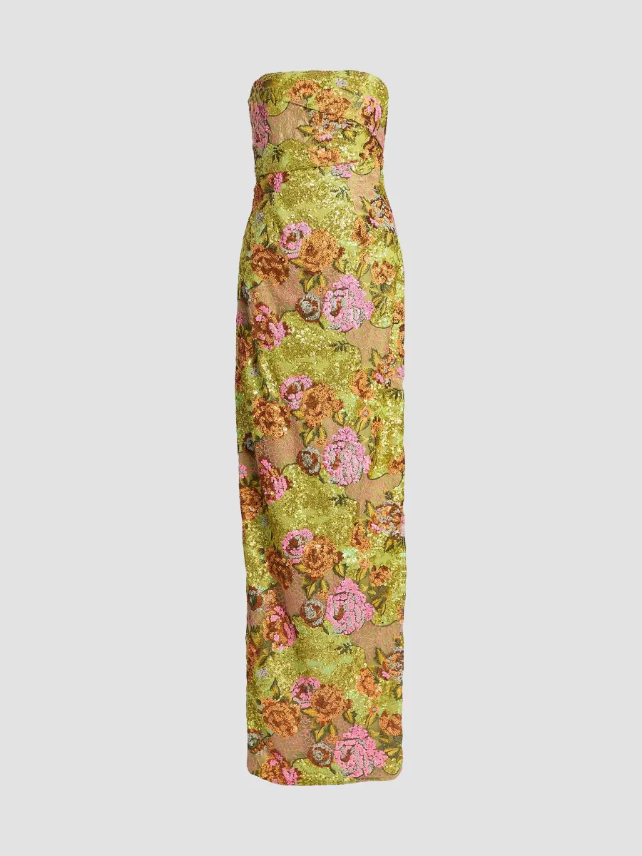 Sequin Strapless Column Gown by Rene Ruiz Collection