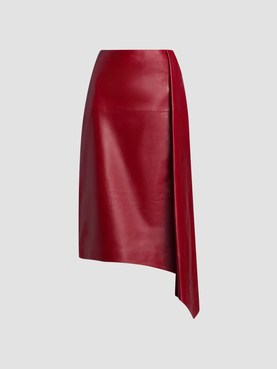 Scarf Pleat Leather Skirt by Co