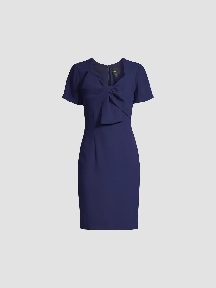 Twisted Bow Crepe Cocktail Dress by Shani