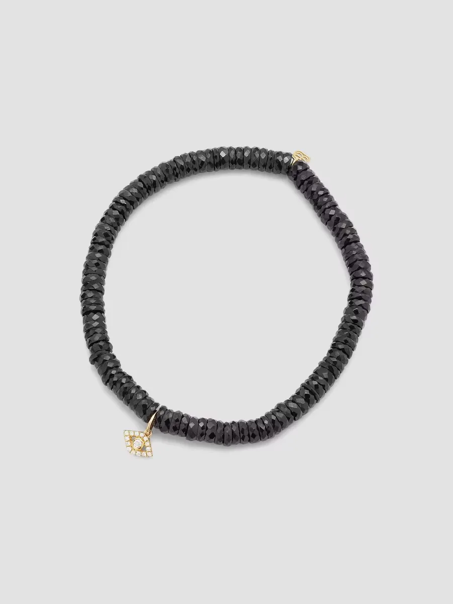 14K Yellow Gold, 0.06 TCW Diamond & Spinel Beaded Bracelet