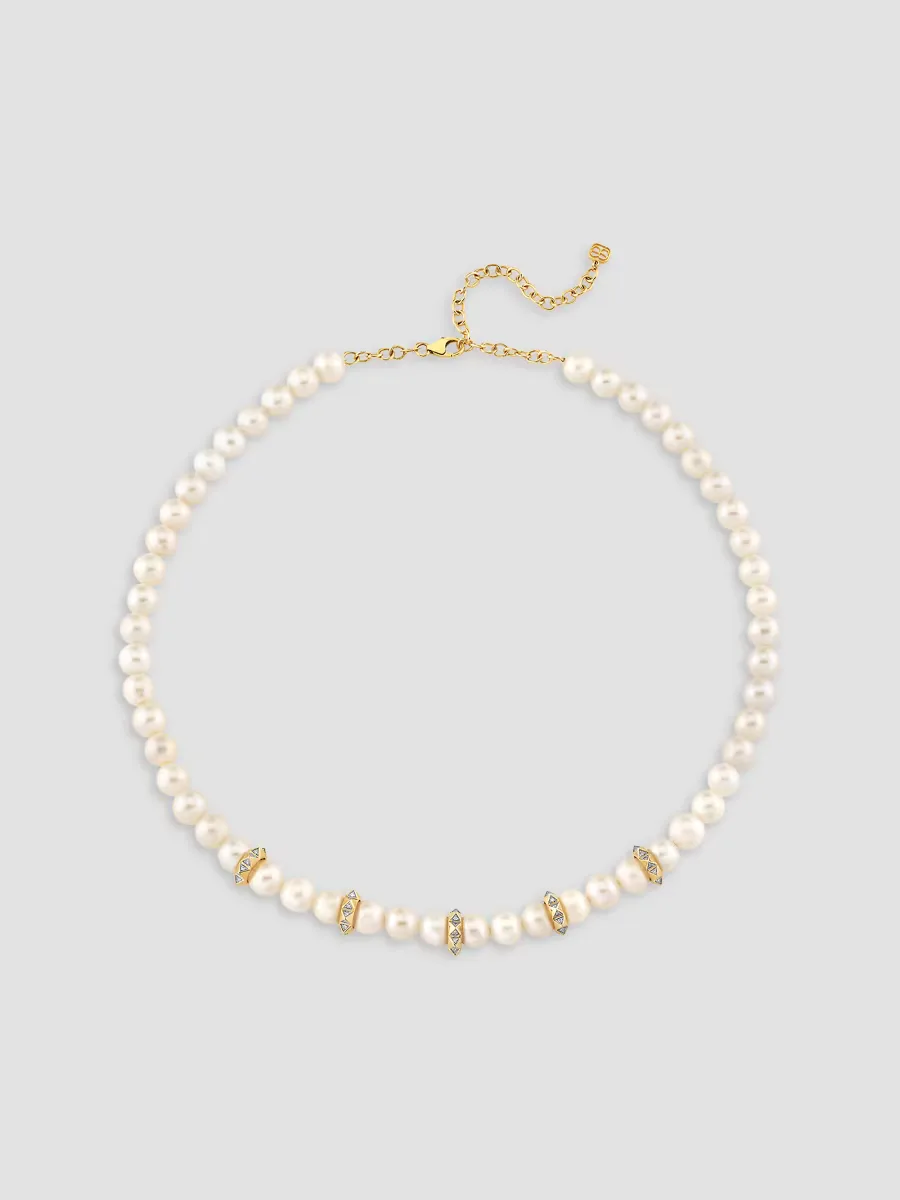 14K Yellow Gold, Freshwater Pearl & 0.24 TCW Diamond Necklace