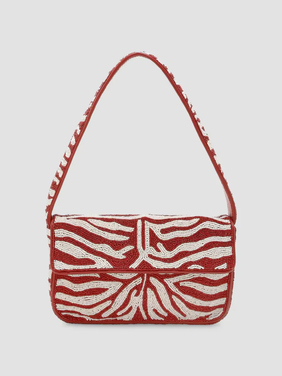 Tommy Beaded Animal-Print Shoulder Bag by STAUD