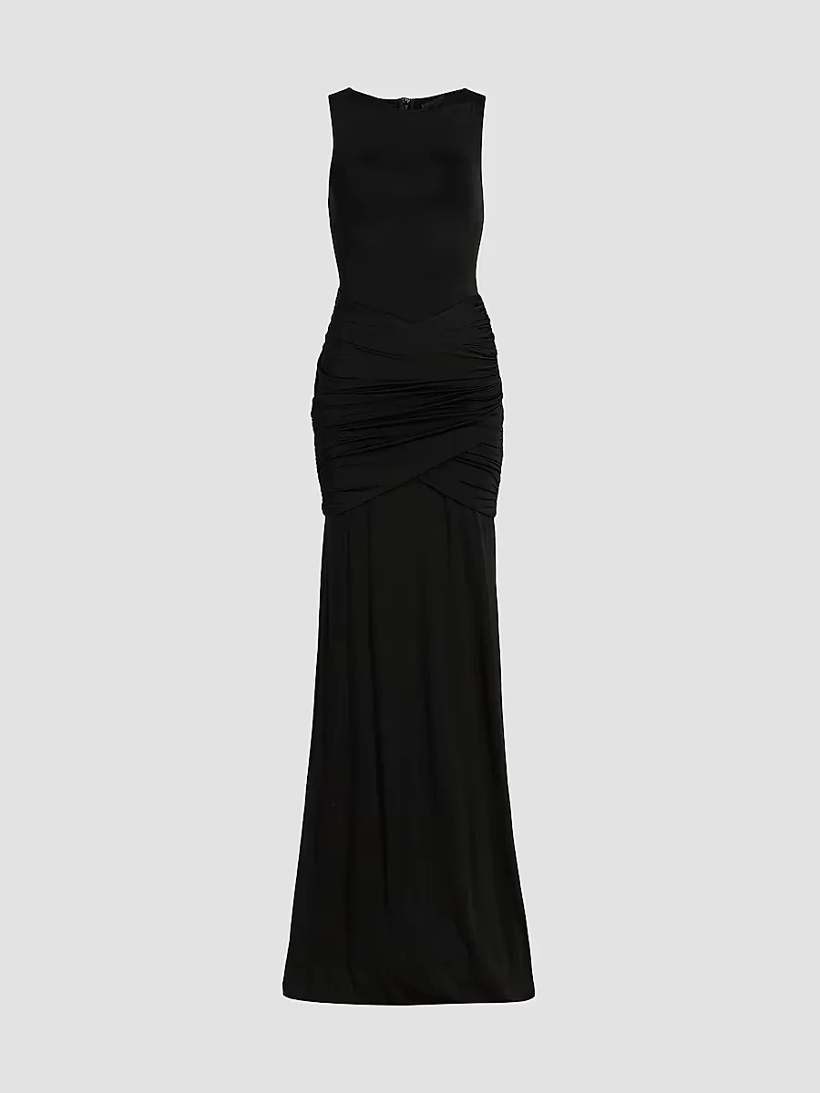 Jersey Sleeveless Shirred Gown