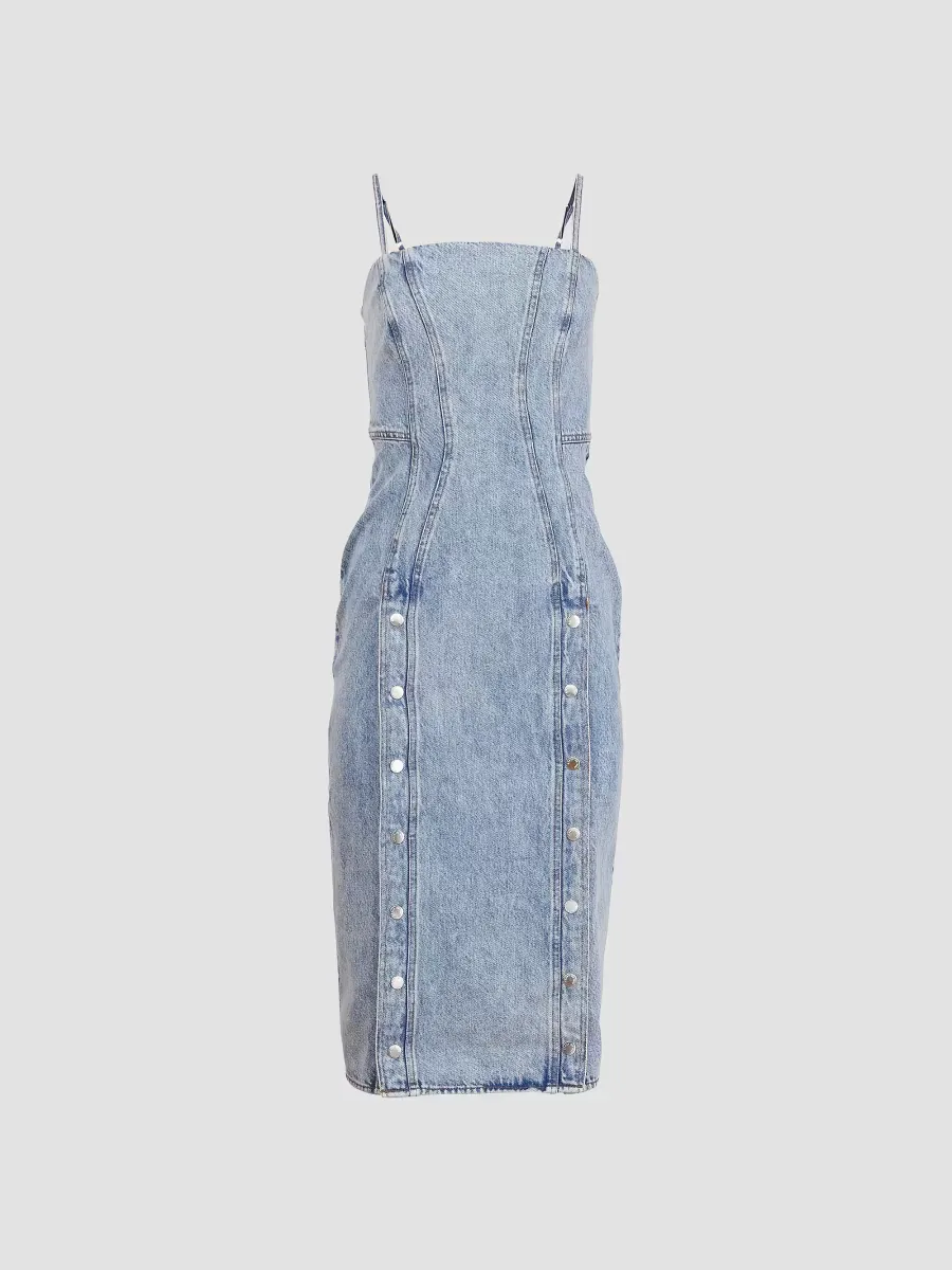 Denim Snap Midi-Dress by Fleur Du Mal