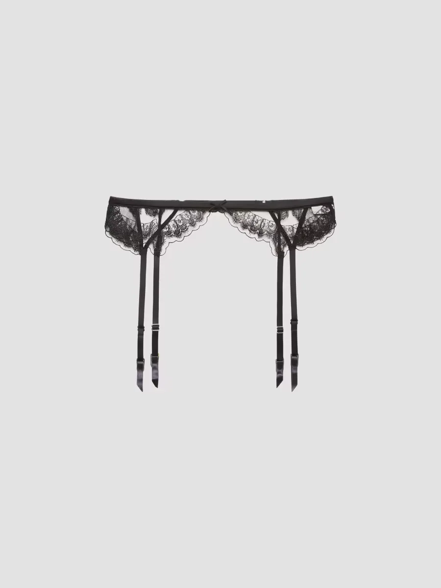 Mila Embroidered Silk-Blend Garter Belt by Fleur Du Mal