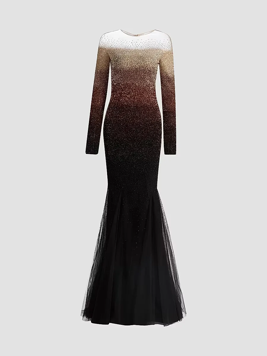 Ombr Sequined Tulle Mermaid Gown by Pamella Roland
