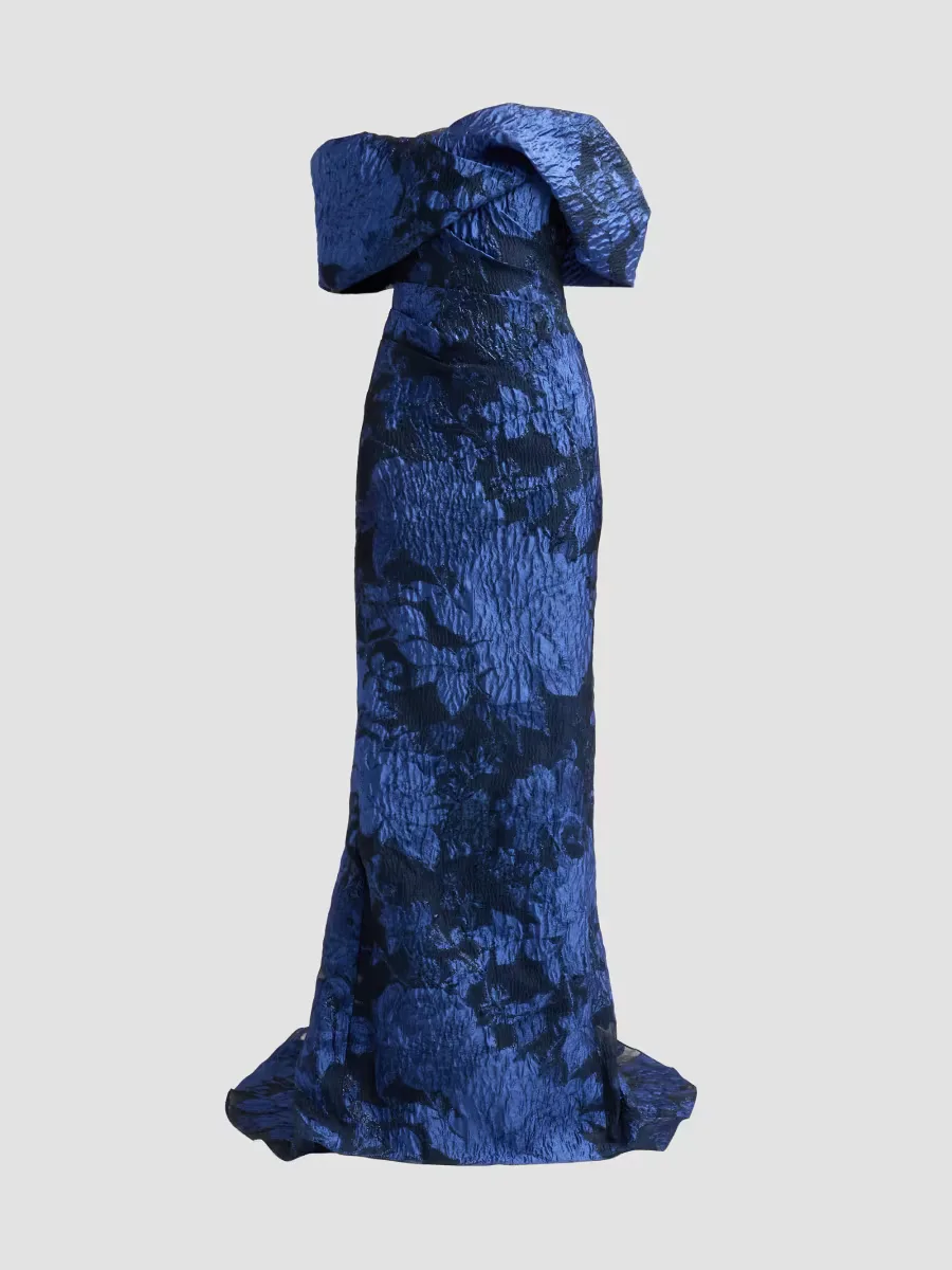Floral Fil Coup Off-Shoulder Gown by Pamella Roland