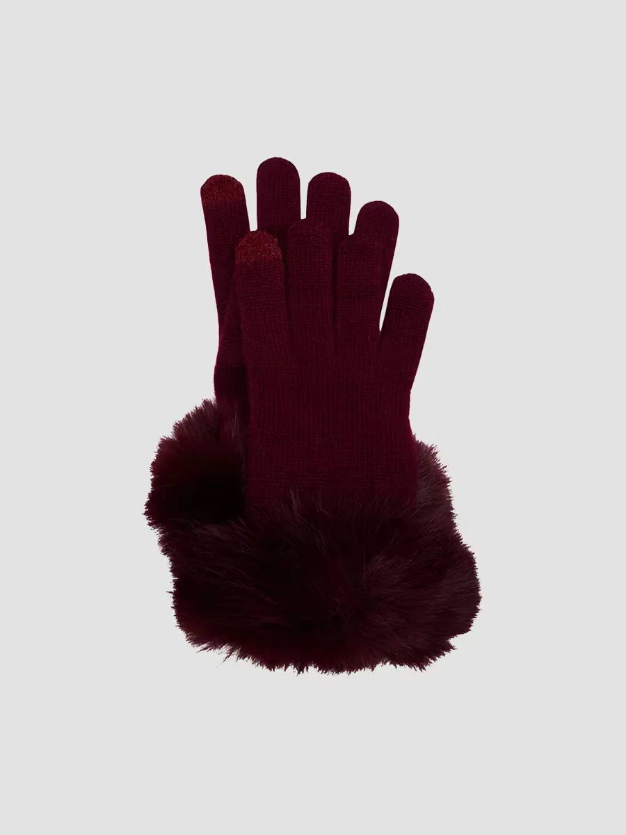 Cashmere & Faux Fur Touchscreen Gloves