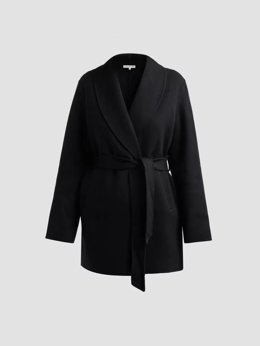 Double Face Wool-Cashmere-Blend Belted Wrap Coat by Sofia Cashmere