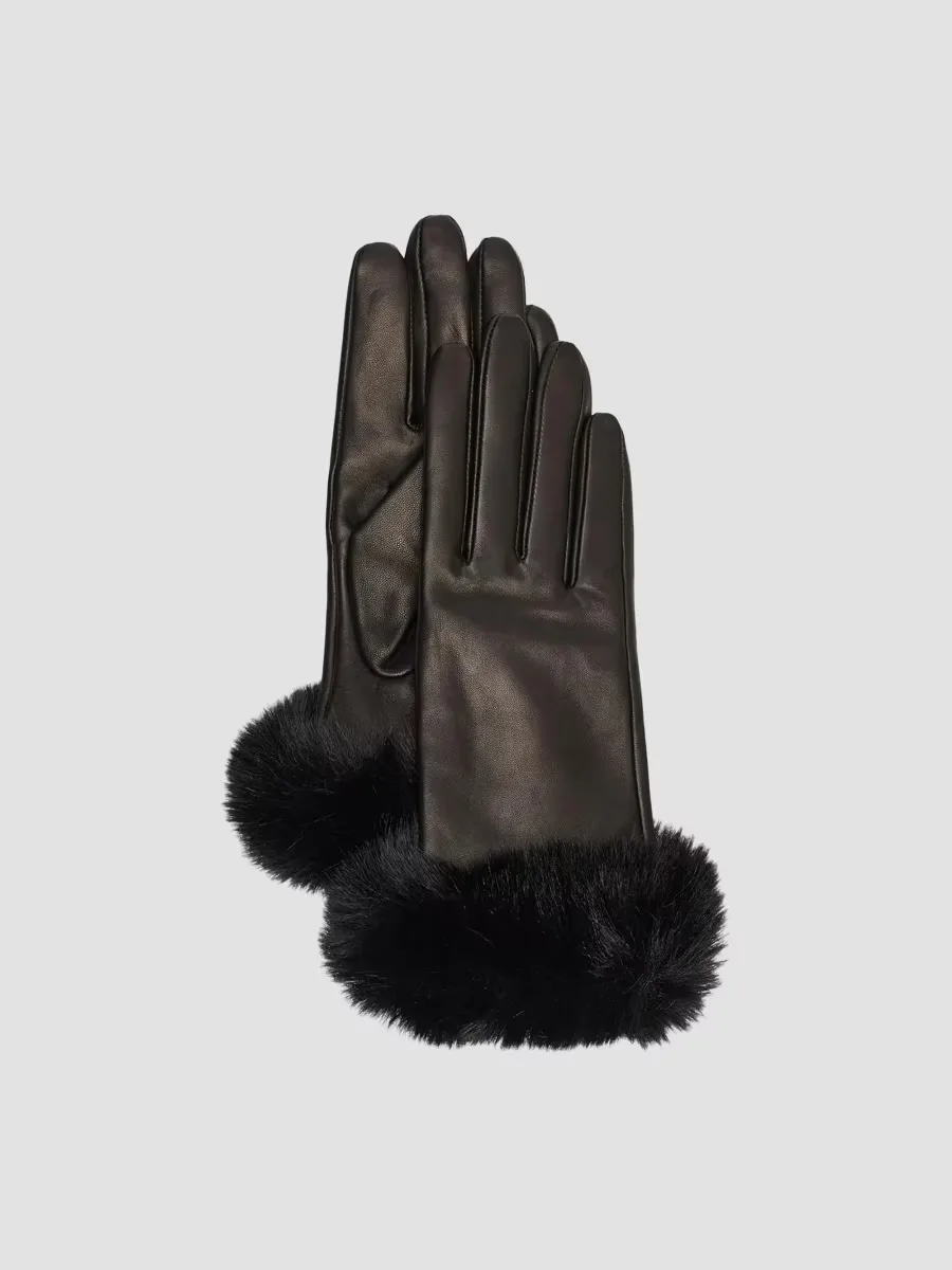 Faux-Fur Leather Gloves by Sofia Cashmere