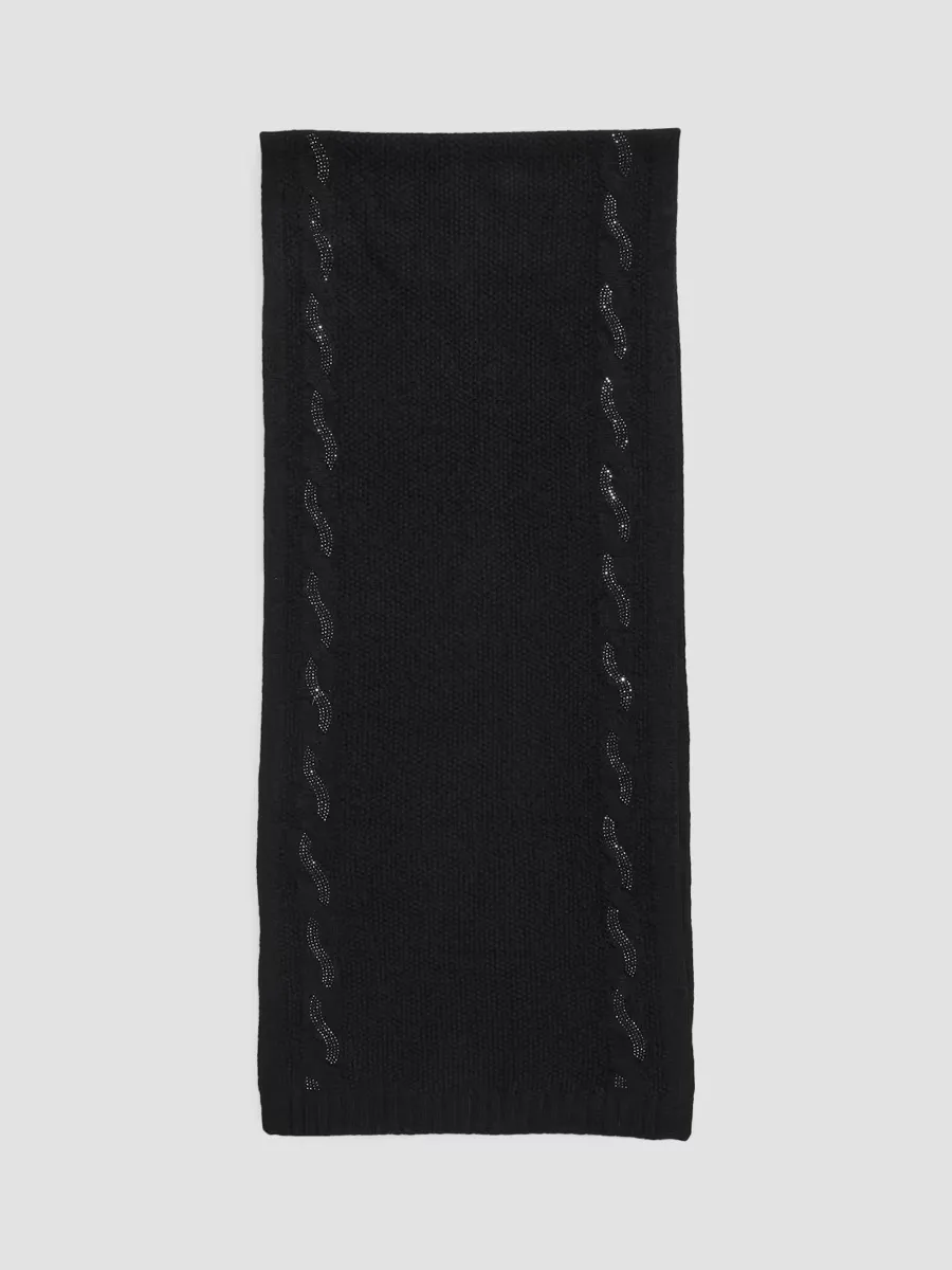 Crystal-Embellished Cable-Knit Cashmere Scarf by Sofia Cashmere