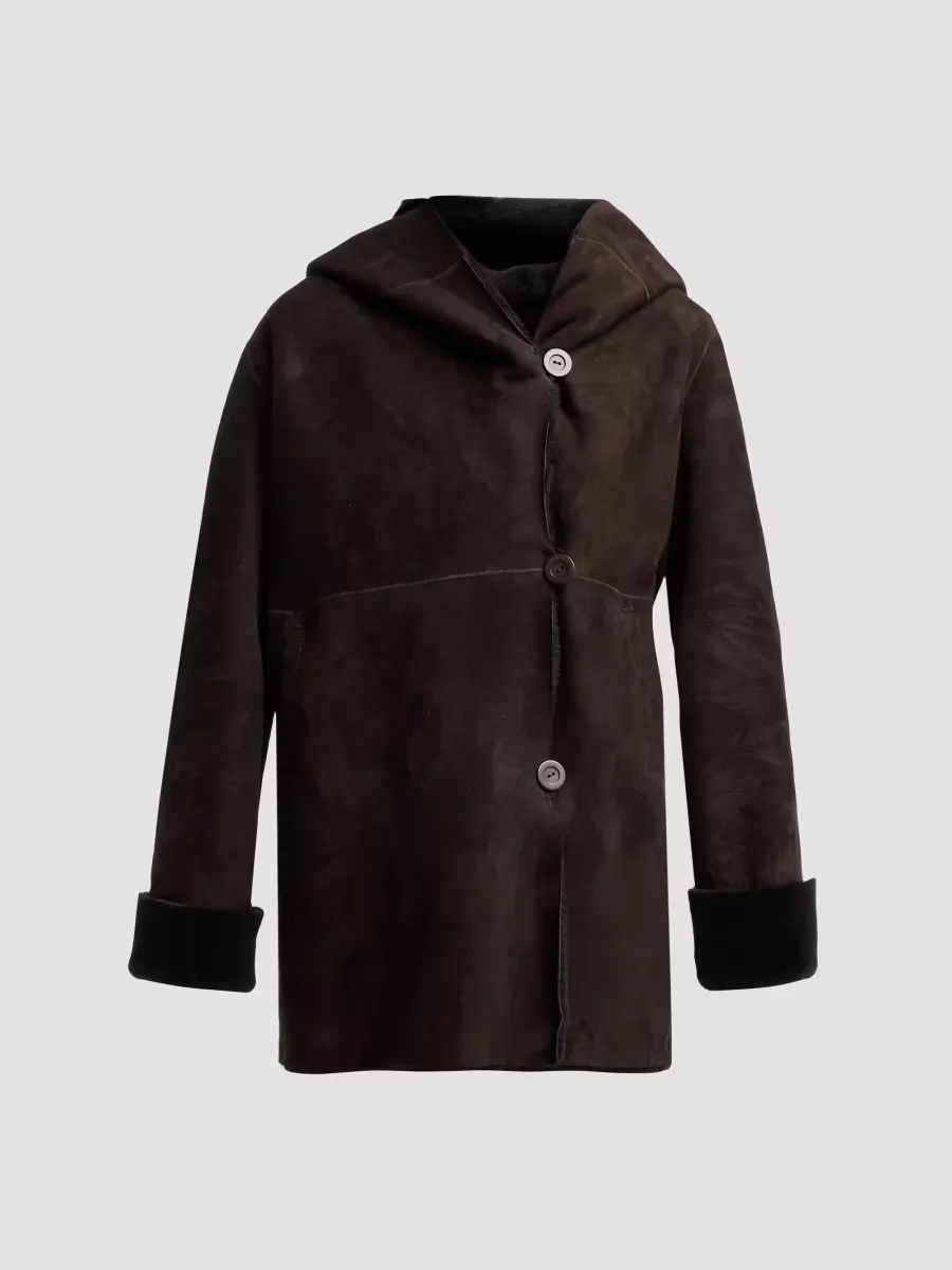 Shearling Hooded Coat by Sofia Cashmere