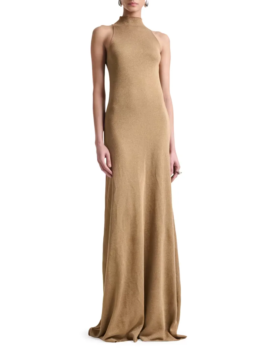 Mitzi Metallic Sleeveless Column Gown by Altuzarra