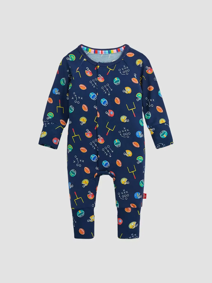 First Down Fun Football-Print Convertible Coverall by Magnetic Me