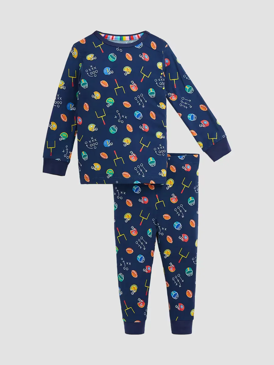 First Down Fun Football-Print Pajamas by Magnetic Me