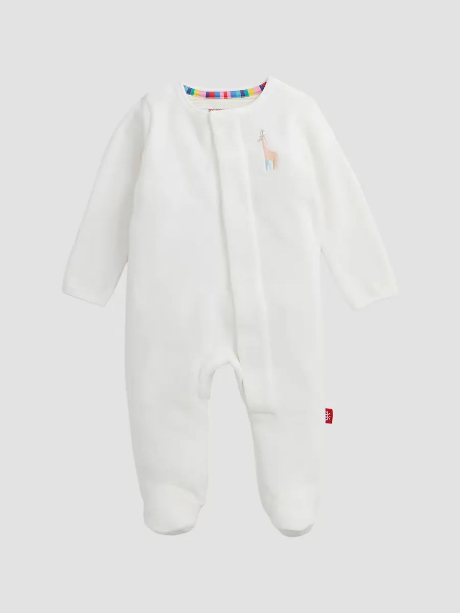 Embroidered Cotton-Blend Velour Footie by Magnetic Me