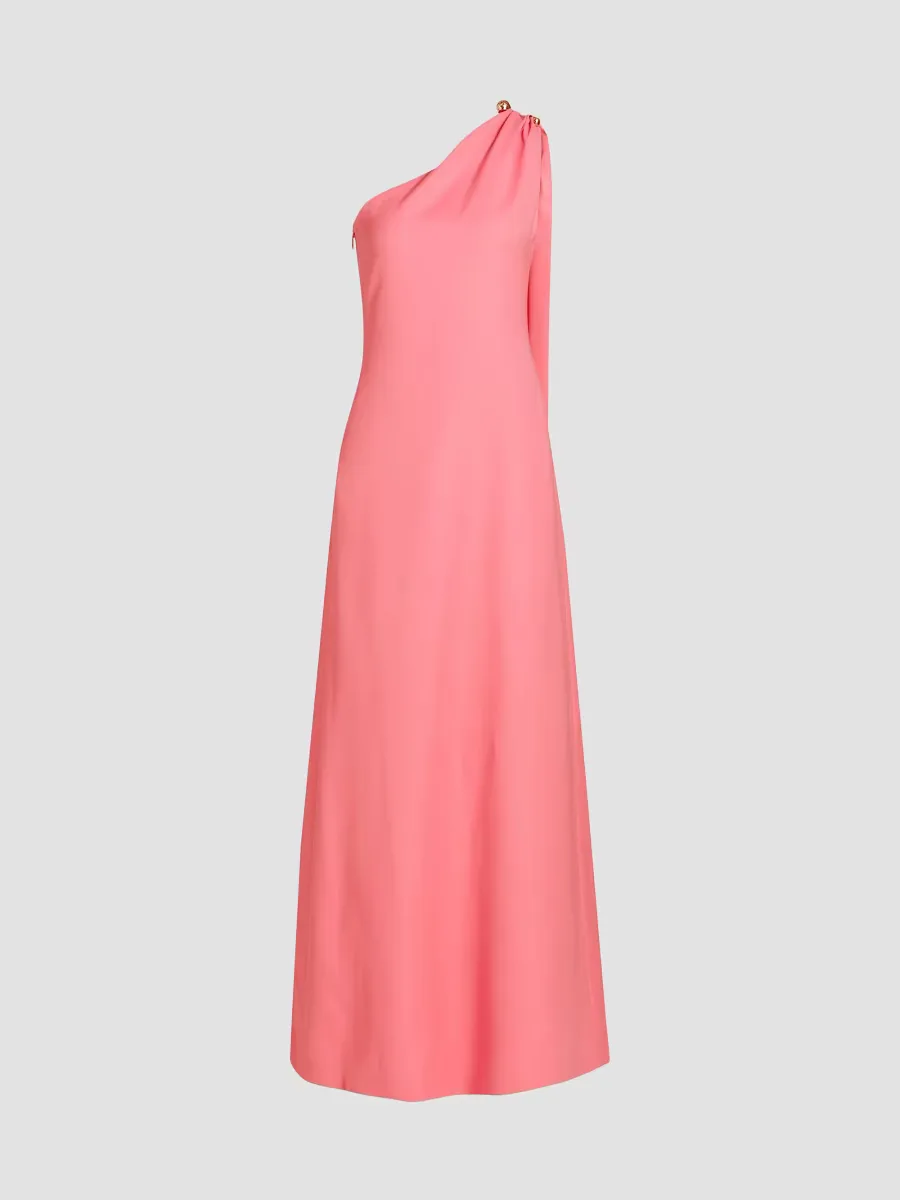 Draped Wool-Silk One-Shoulder Gown by Monique Lhuillier