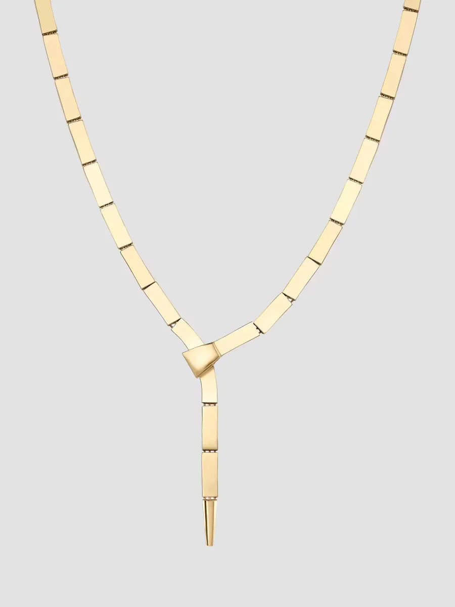 Flash Tile 14K Yellow Gold Lariat Necklace