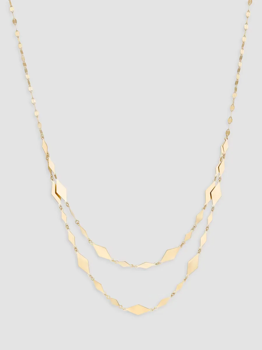 14K Yellow Gold Double-Strand Kite Chain Necklace