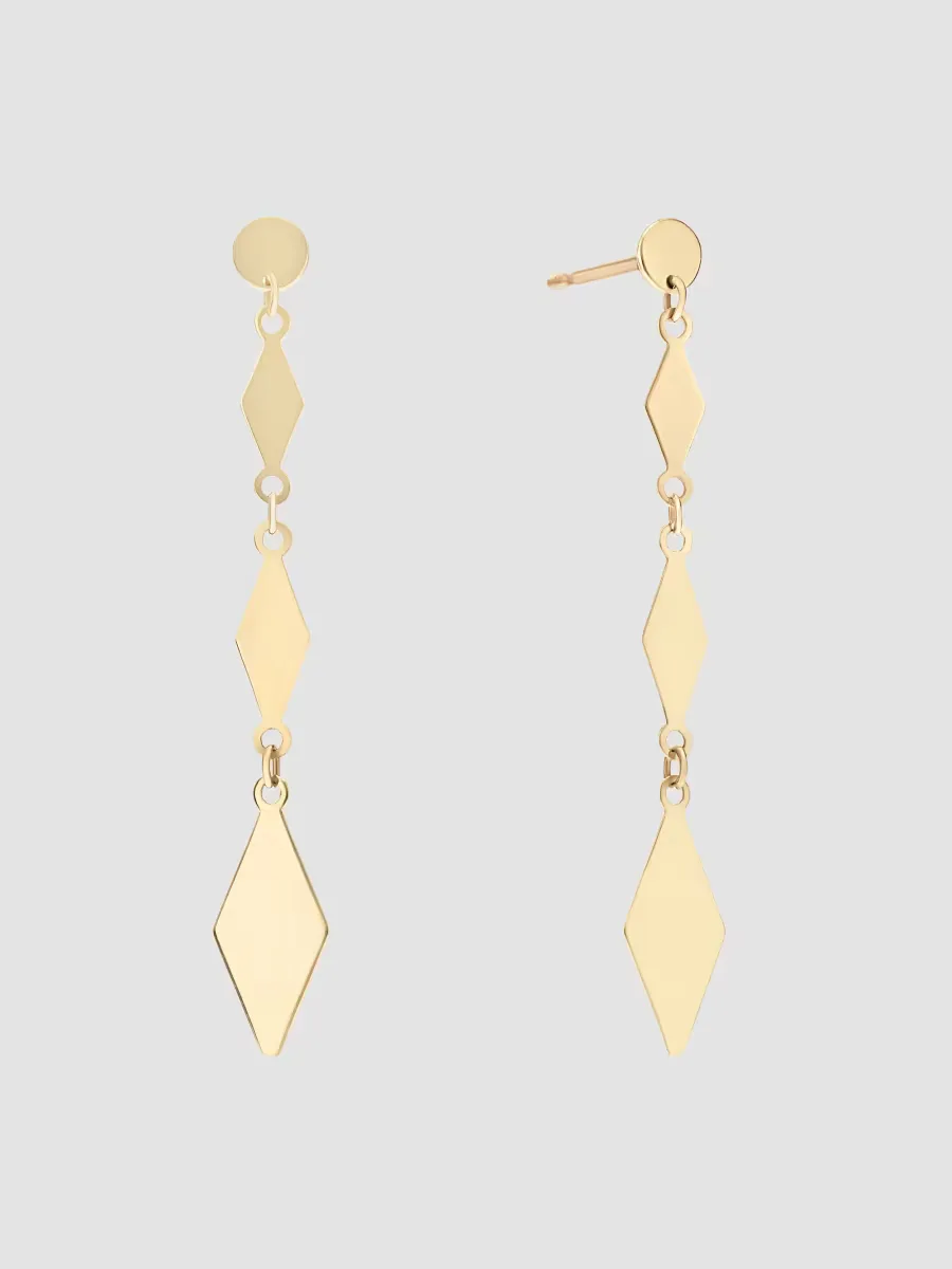 14K Yellow Gold Kite Chain Drop Earrings by Lana