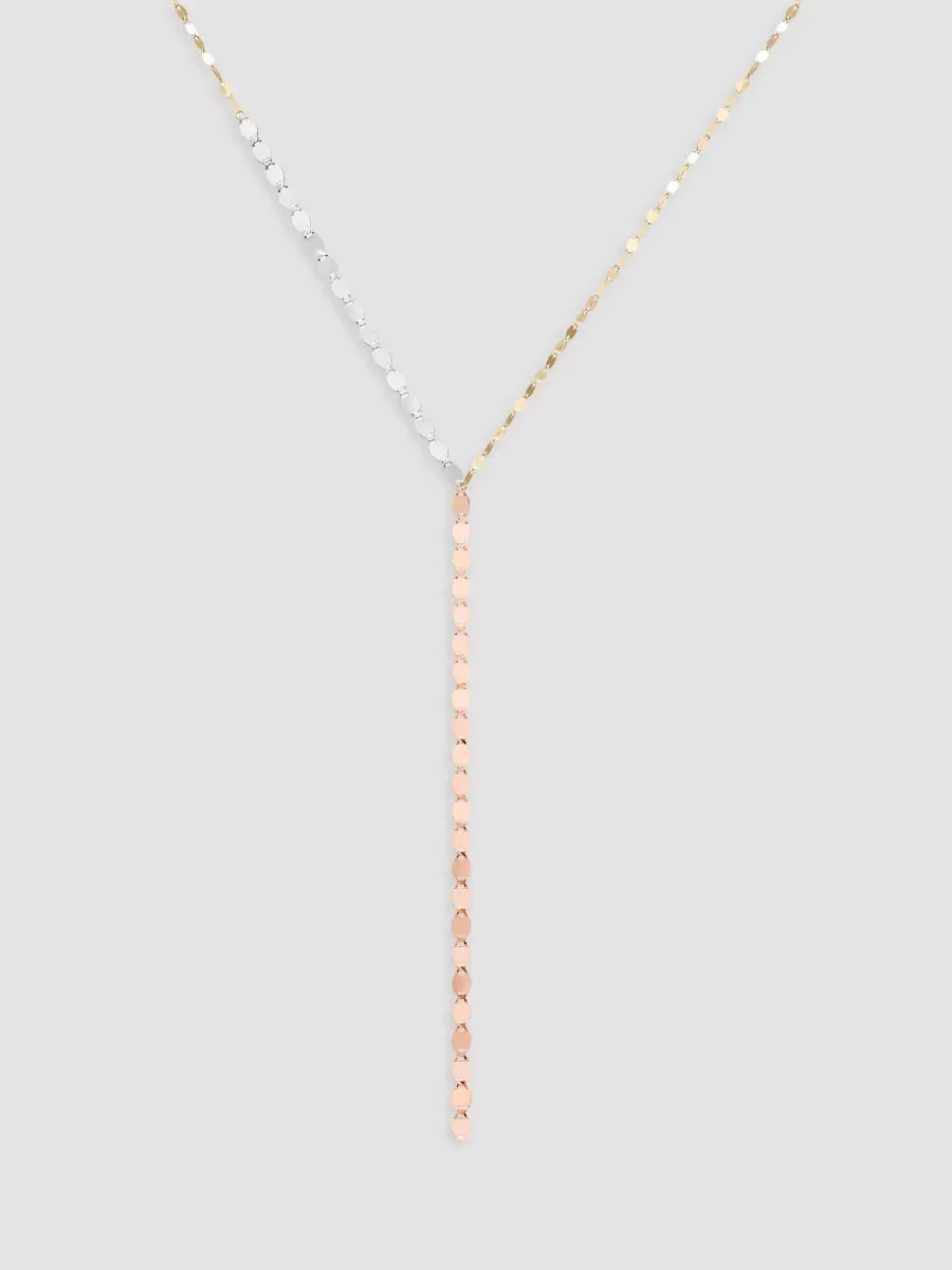 Tri-Tone 14K Gold Lariat Chain Necklace by Lana