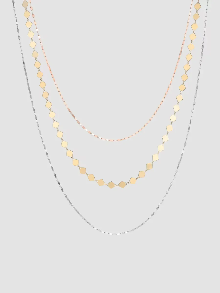 Tri-Tone 14K Gold Mixed-Chain Necklace by Lana