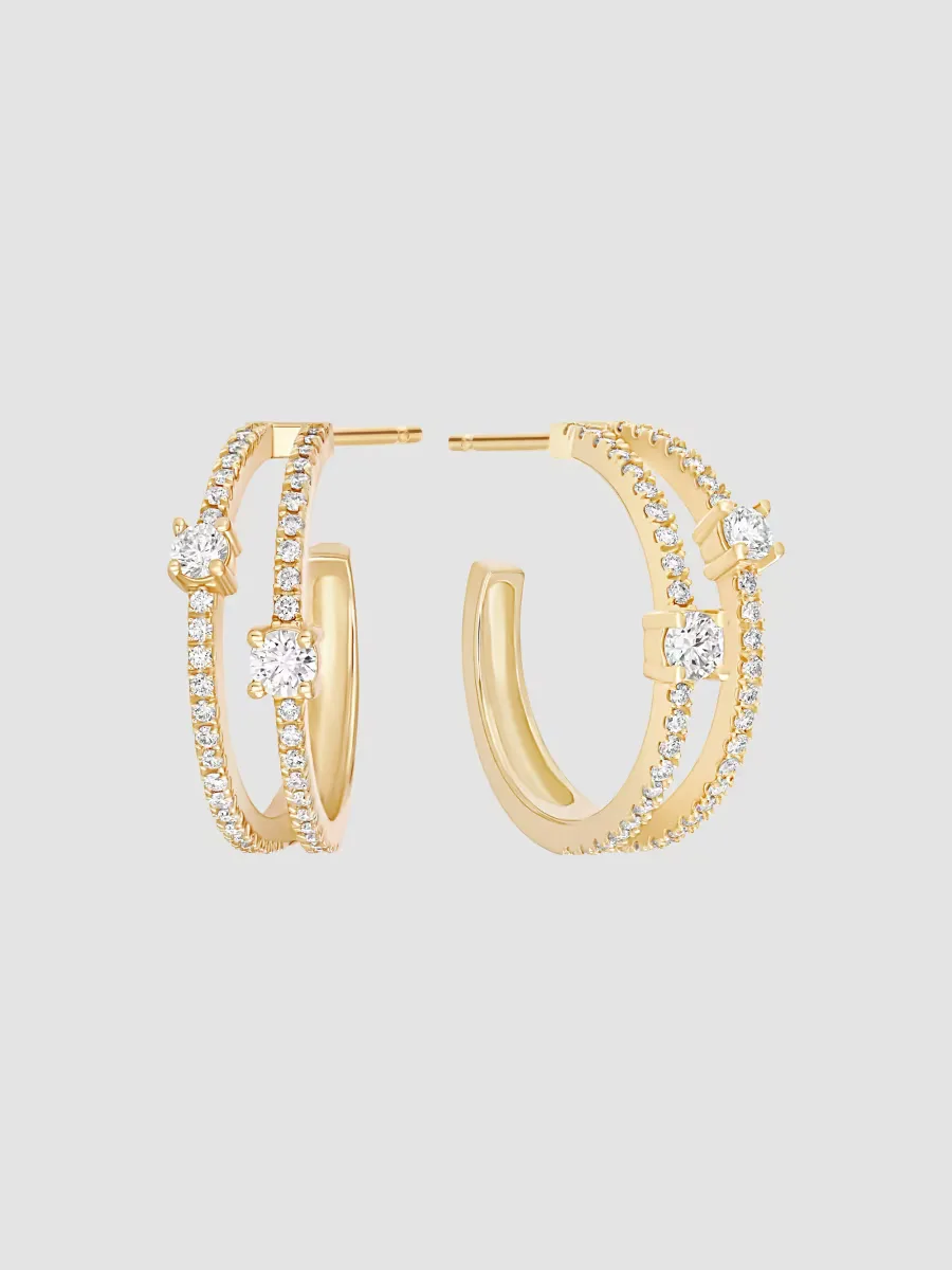 14K Yellow Gold & 0.57 TCW Diamond Split Hoop Earrings by Lana