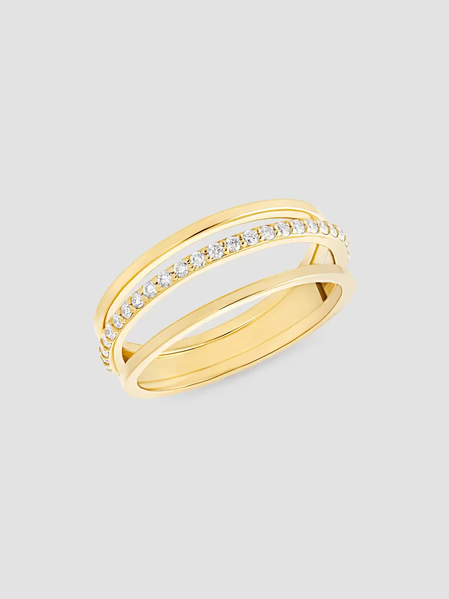 14K Yellow Gold & 0.27 TCW Diamond Triple-Band Ring