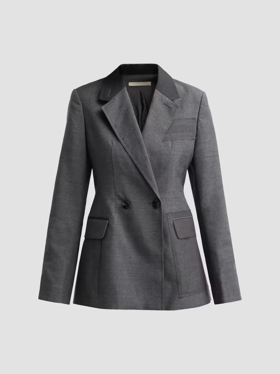 Tropical Wool Veiled Pocket Bar Jacket by Jason Wu