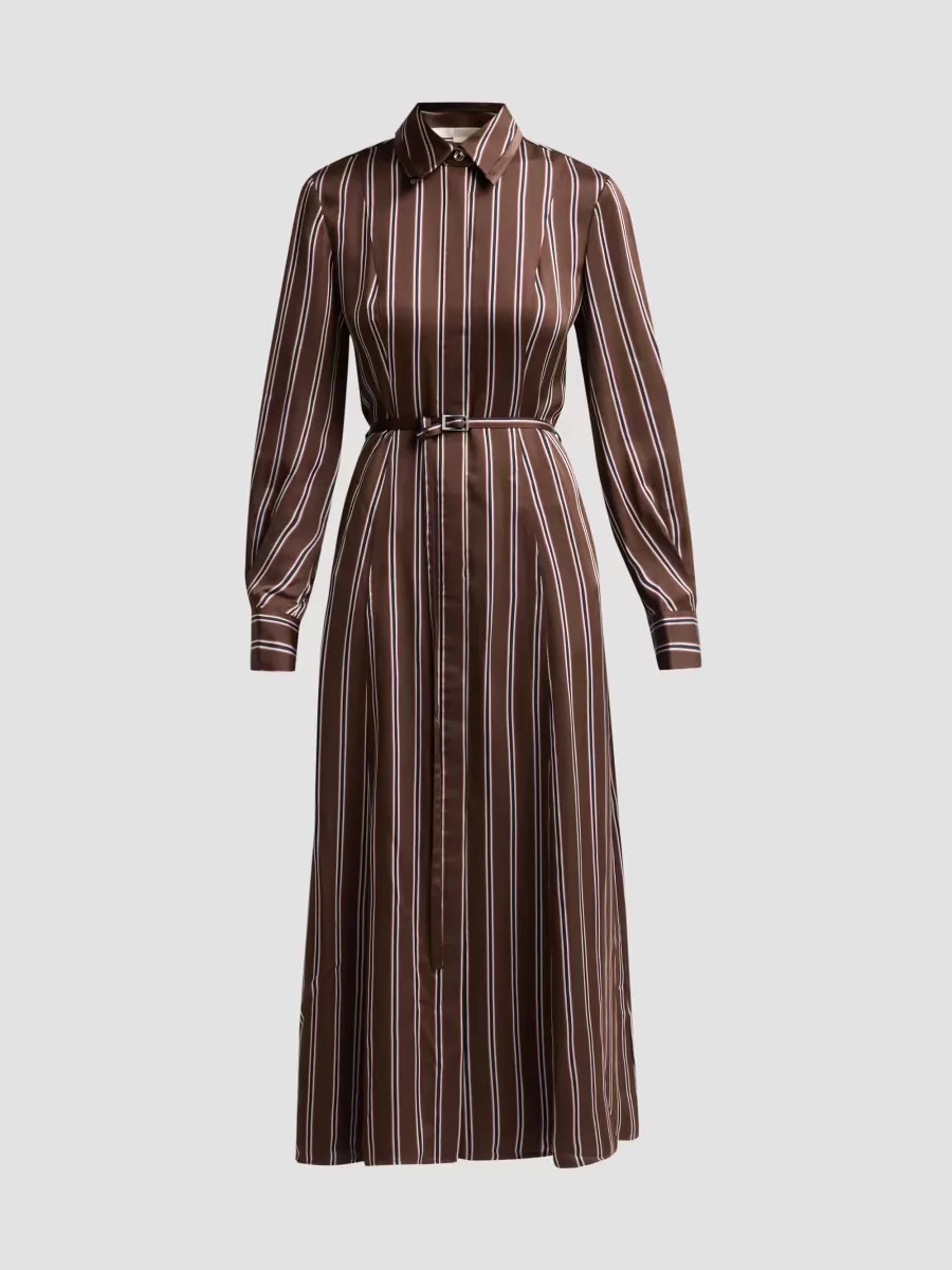 Stripe Belted Long-Sleeve Midi Shirtdress by Jason Wu