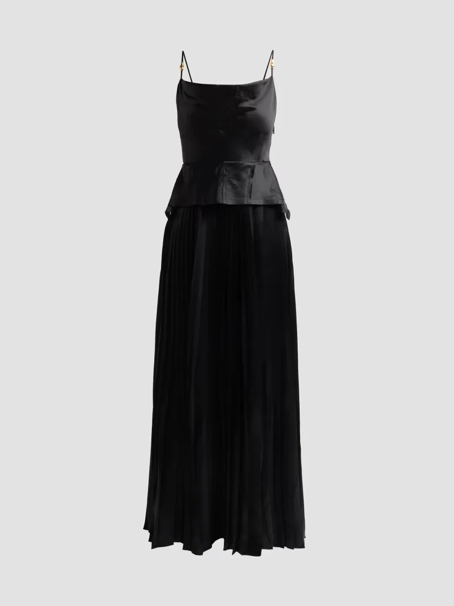 Washed Satin Cowlneck Pleated Gown by Jason Wu