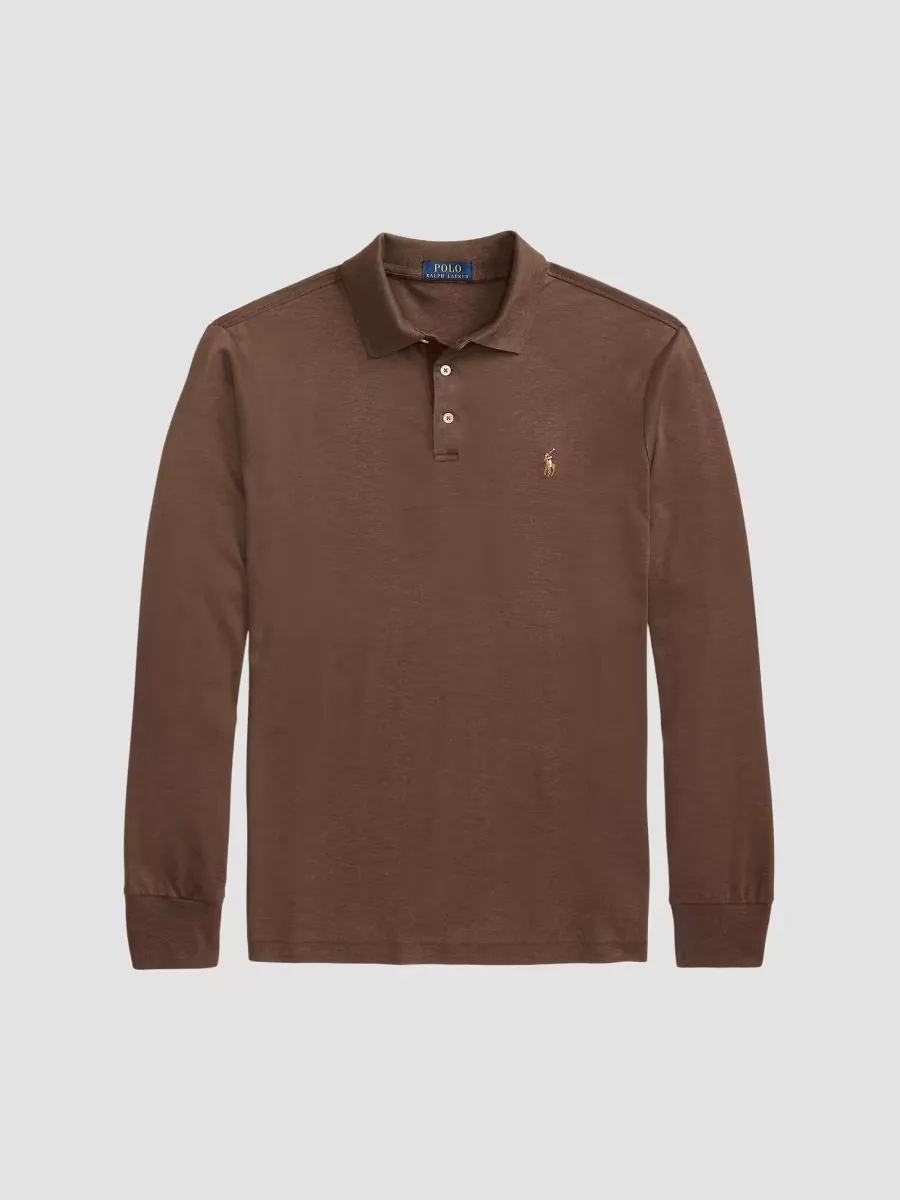 Cotton Interlock Long-Sleeve Polo Shirt