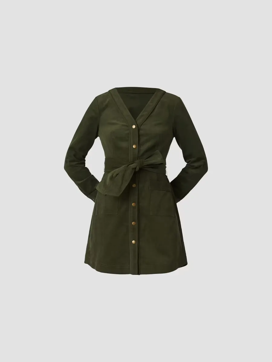 Manon Cotton Corduroy Tie-Waist Shirtdress