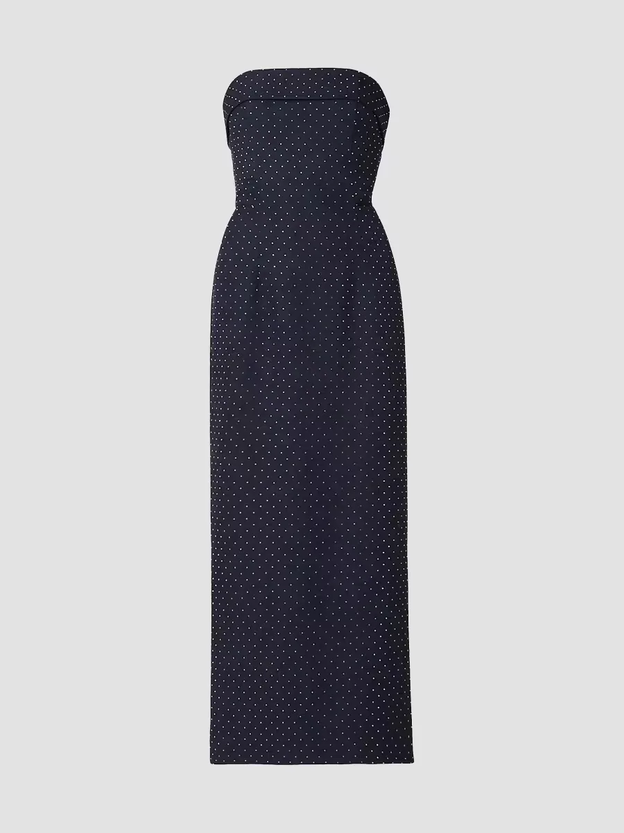 Liza Crystal-Studded Twill Strapless Dress by Shoshanna