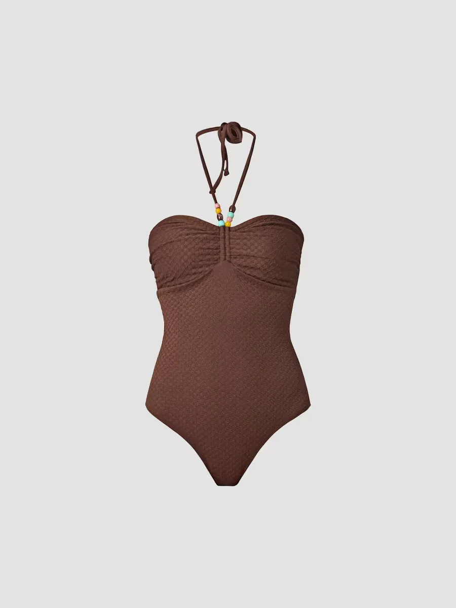 Halterneck Cinched One-Piece Swimsuit