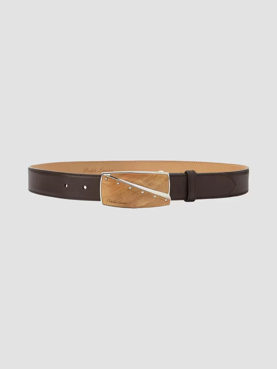 Leather Plaque Buckle Belt by Ralph Lauren
