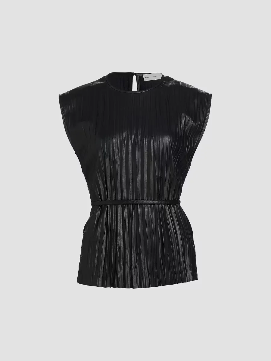 White Label Lyra Pleated Faux Leather Top by Proenza Schouler