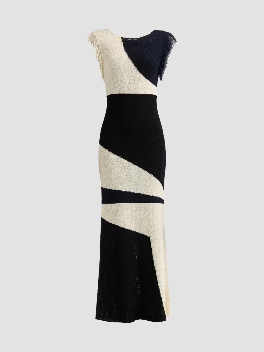 Saskia Colorblocked Fringe Dress by Proenza Schouler