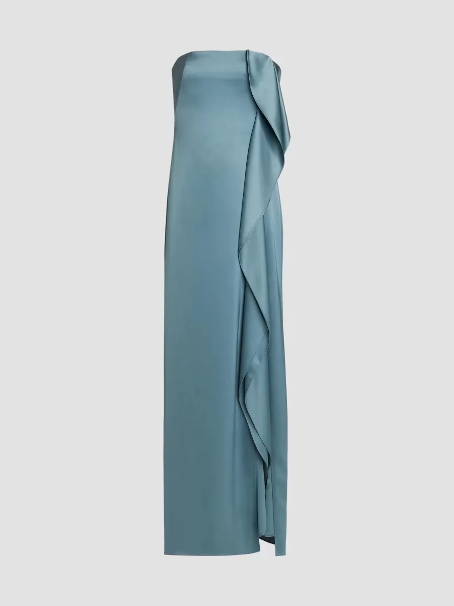 Satin Draped Strapless Gown by Amsale