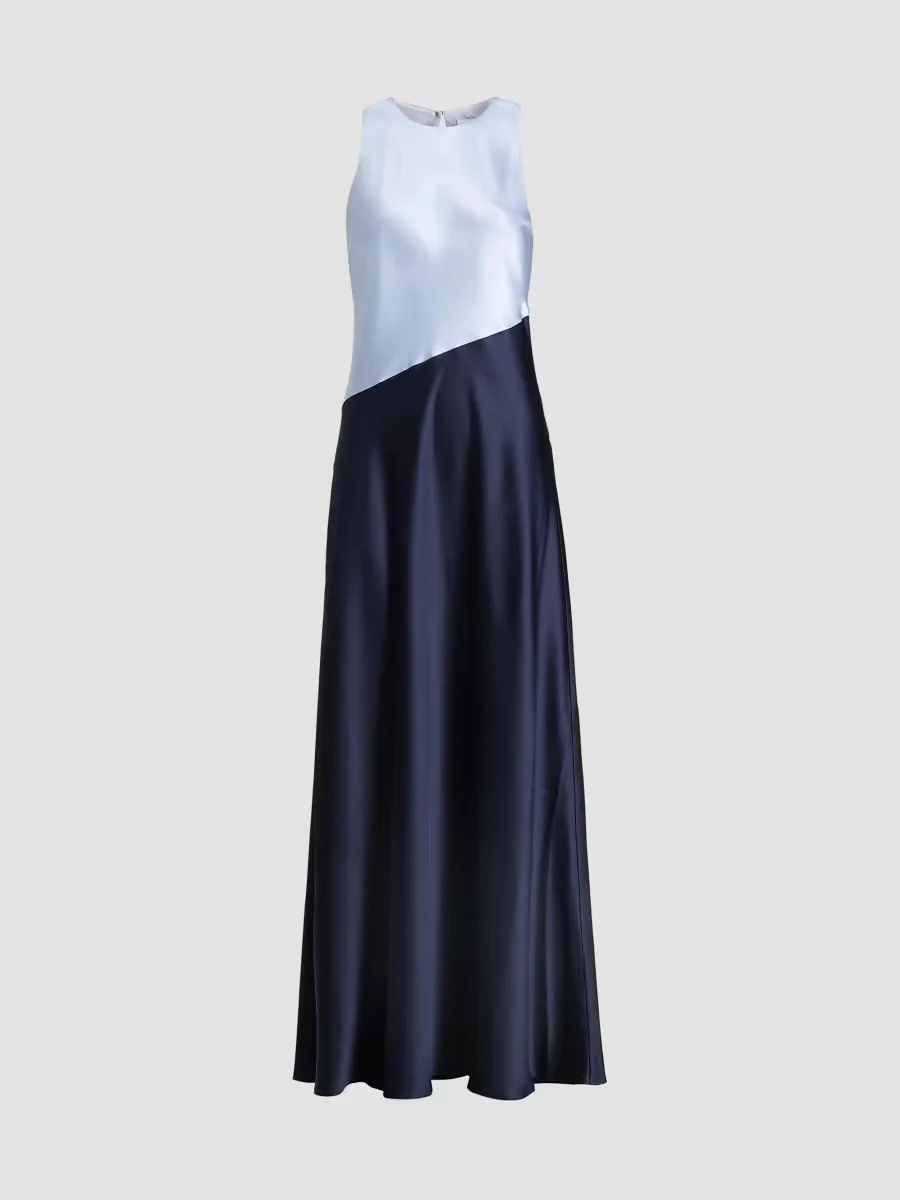 Dasha Colorblocked Satin Maxi Dress by Tanya Taylor