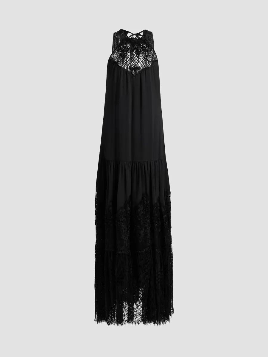 Hallee Lace Embroidered Satin Maxi Dress