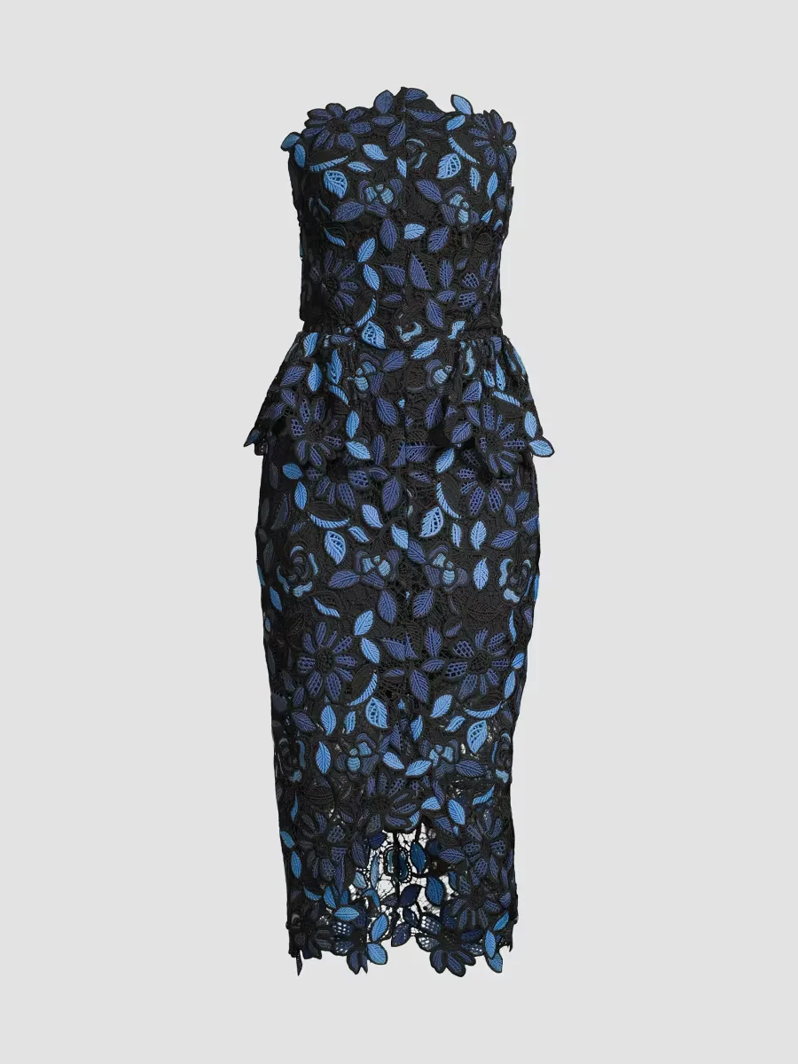 Optics Floral Lace Peplum Dress by Elliatt