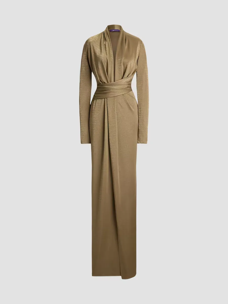 Collection Ashten Metallic Jersey Evening Dress by Ralph Lauren