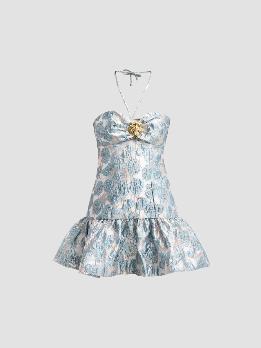 Luma Jacquard Peplum Mini Dress by PatBO