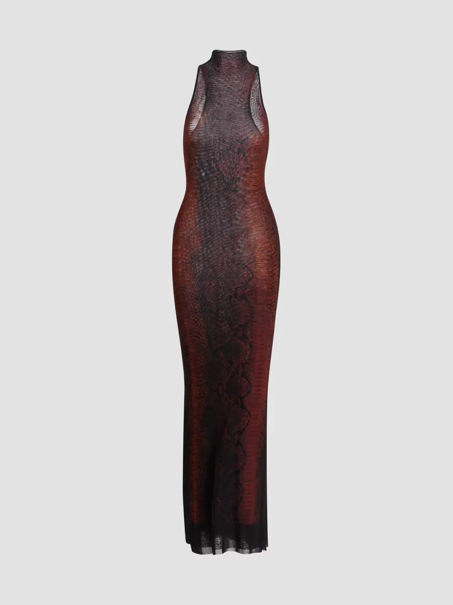 Snakeskin-Print Sleeveless Maxi Dress by Jean Paul Gaultier